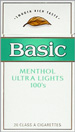 BASIC ULTRA LIGHT MENTHOL BOX 100 Cigarettes